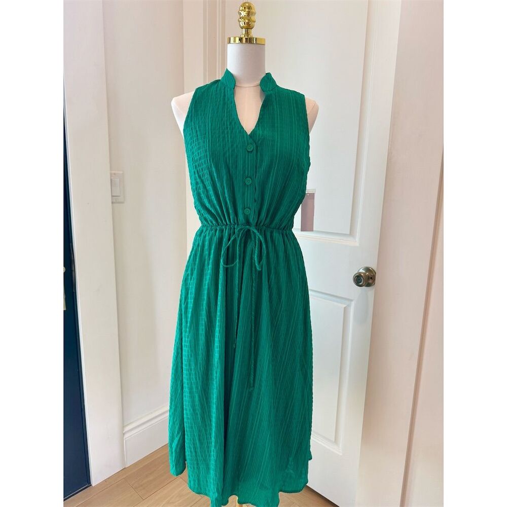 One Studio Women's Green Fit-and-Flare Midi Dress Size M Summer Casual
